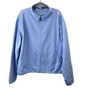 Polo Ralph Lauren Jacket XXL Men Blue Yellow Pony Full Zip Pockets Harrington